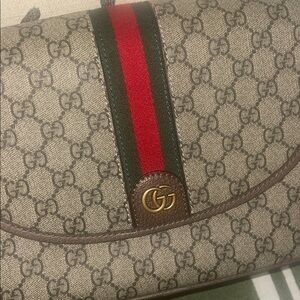 Gucci Beige and Red Crossbody Bag